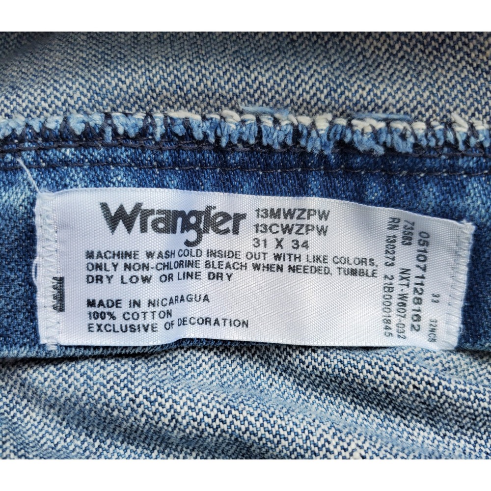 Wrangler 13MWZ Cowboy Cut Jeans Mens 31x34 Medium Wash Straight Leg Denim - Picture 8 of 8